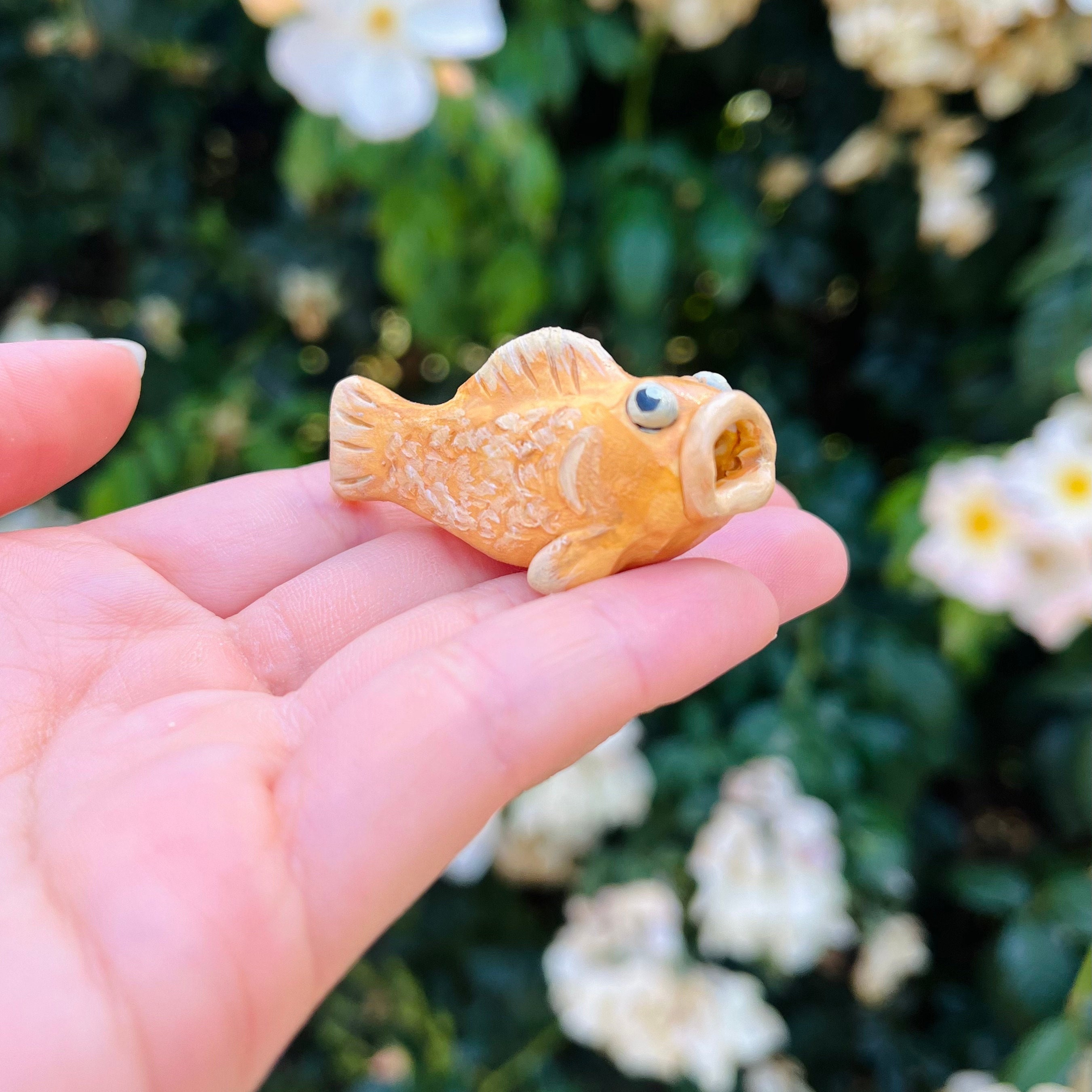 10-Piece Handmade Clay Goldfish Miniatures - Dark Blue Artificial Fish For DIY Crafts