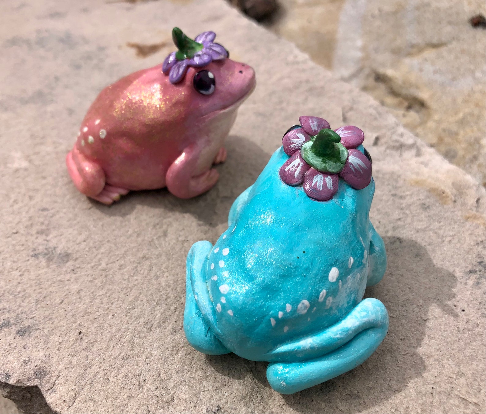 Handmade Polymer Clay Cute Little Spring Flower Hat Frog Etsy