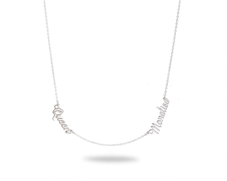 Handmade Two Name Necklace Custom Necklace Personalized Two Name Necklace 925 Sterling Silver Necklace Couple Necklace