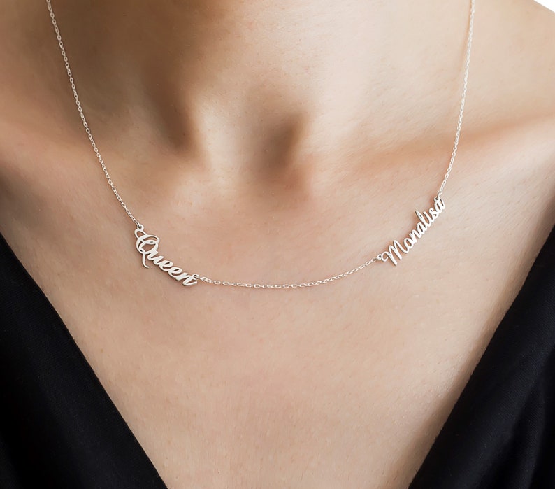 Handmade Two Name Necklace Custom Necklace Personalized Two Name Necklace 925 Sterling Silver Necklace Couple Necklace