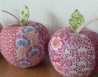 2 fresh apples, apple, autumn decoration, patchwork apple, harvest