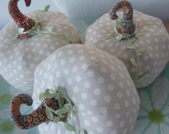 3 x Pumpkin, Cream Pumpkins, Autumn Decoration, Patchwork, Butternut Squash, Harvest, Pumpkin