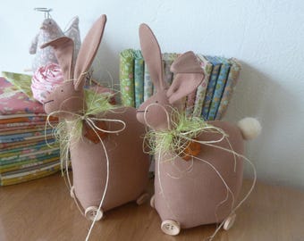 2 cute bunnies, bunny, Easter bunny, Easter decoration, country house decoration, Easter