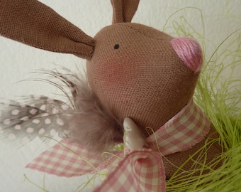 1 cute bunny in an Easter egg (yellow), Easter decoration, Easter table decoration, country house decoration, Easter, gift