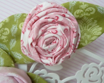 1 beautiful rose pink, pin, fabric flower, headpiece