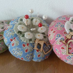 1 cute pincushion blue, sewing utensil, pincushion, gift, Mother&#39;s Day, birthday, patchwork, decoration handcraft