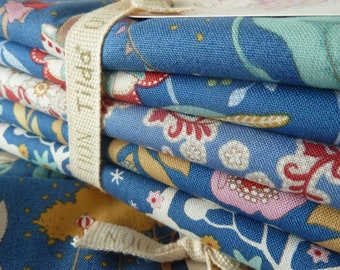 1 Tilda fabric package Jubilee Blue - Fat Quarter Bundle 300183, 5 fabrics 50 x 55 cm, Tilda fabrics, cotton fabric