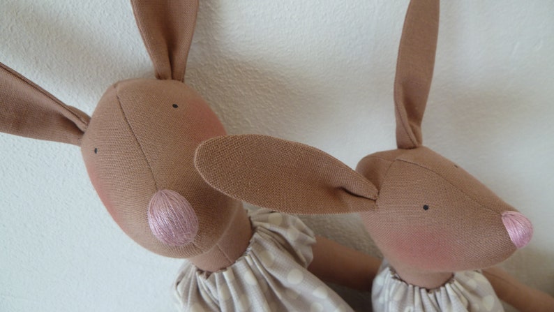 2 cute bunnies, bunny mom and child, pair of bunnies, Easter bunny, Easter decoration, country house decoration, Easter, Easter image 5