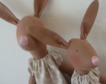 2 cute bunnies, bunny mom and child, pair of bunnies, Easter bunny, Easter decoration, country house decoration, Easter, Easter