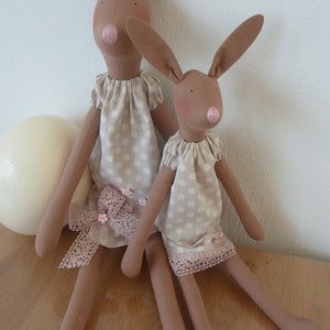 2 cute bunnies, bunny mom and child, pair of bunnies, Easter bunny, Easter decoration, country house decoration, Easter, Easter image 2