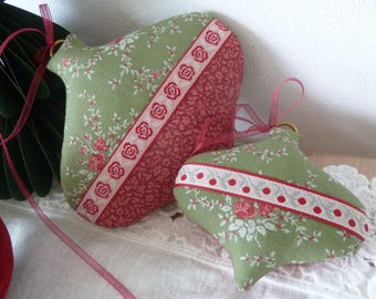 2 beautiful balls, Christmas decoration, fabric pendant, Christmas tree decoration, country house decoration