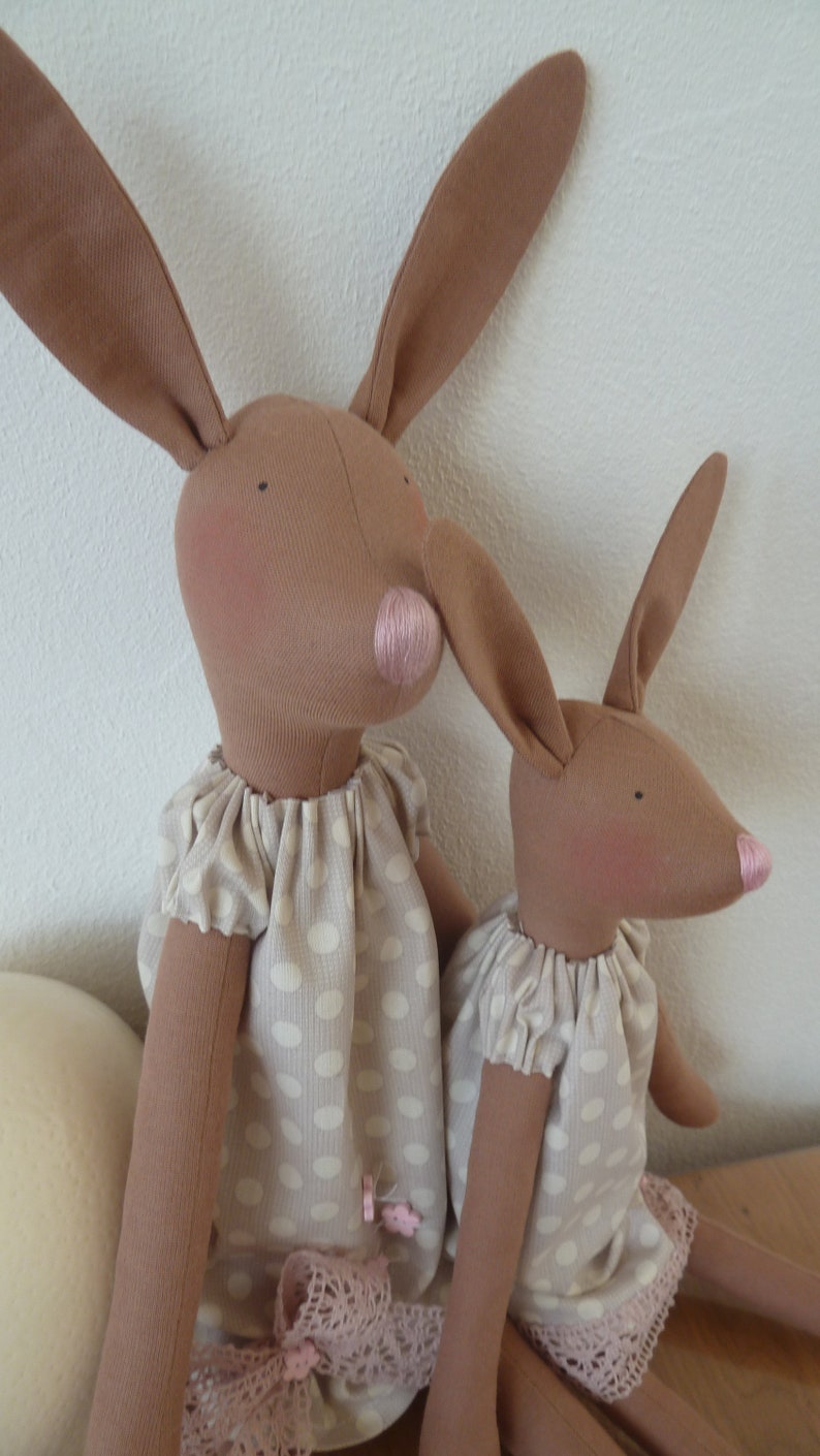 2 cute bunnies, bunny mom and child, pair of bunnies, Easter bunny, Easter decoration, country house decoration, Easter, Easter image 10