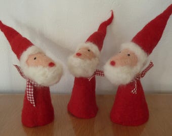 SALE! 3 x Felt Santa Claus, Gnome, Santa, Egg Cozy, Gift, Advent Decoration