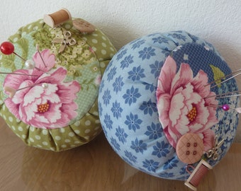 1 pincushion blue, pincushion, pins, gift, sewing utensil, Mother's Day, country house decoration