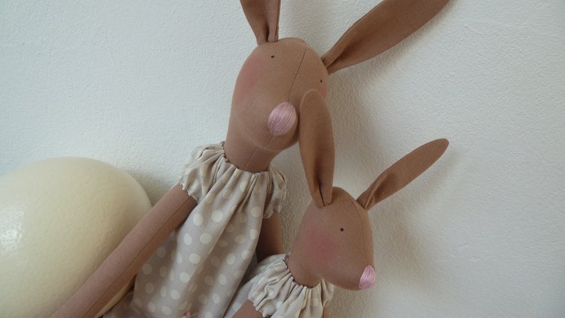 2 cute bunnies, bunny mom and child, pair of bunnies, Easter bunny, Easter decoration, country house decoration, Easter, Easter image 7