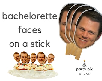 Bachelorette Party Face on a Stick, Big Head Cut Out, Cupcake Toppers