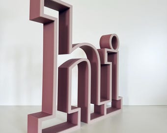 3D lettering "Hi" – Vintage Mauve/Dusty Rose | Modern Decor | Designer Home Accessory