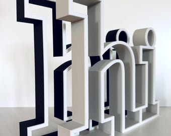 3D lettering "Hi" – Black and white - Taupe and white | Modern decor | Designer home accessory