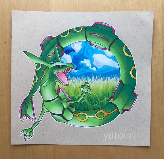 rayquaza fanart print etsy