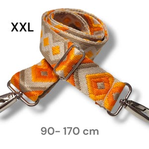 langer Taschengurt gelb orange, große Größe, XXL breiter Riemen extra langer Taschenriemen, Wechselgurt Tragegurt Trageriemen Umhängetaschen