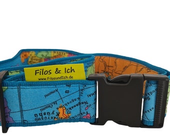 Luggage strap, luggage band, world map, turquoise, baggage belt, travel, vacation, holidays, easily find again