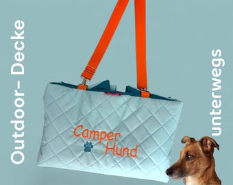 Outdoor dog blanket for on the go, camping, travel, dog training, resting blanket, water-repellent, camper van, garden patio, portable bed
