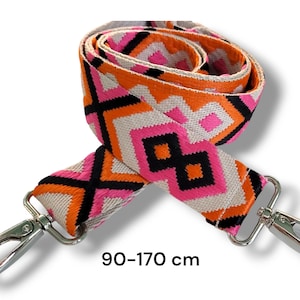 Taschengurt, breiter Riemen, extra langer Taschenriemen 90-170cm XXL, orange-pink Wechselgurt, Tragegurt, Trageriemen Umhängetaschen, boho