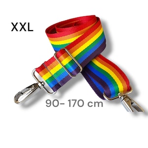 Regenbogen bunter Taschengurt, breiter Riemen extra langer Taschenriemen 90-170cm XXL divers, Wechselgurt, Tragegurt, Tasche Rainbow, Riemen