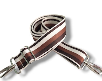 Bag strap, wide strap, normal to extra long bag strap 170 cm, brown natural white