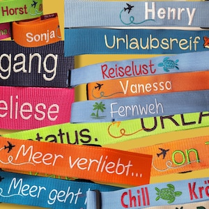 bunter Koffergurt mit Namen, personalisiert, Reise, Urlaub, Geschenk Reise, Ruhestand, Kofferriemen Kreuzfahrt, Gepäck personalisiert, bunter Koffergurt, Koffer, Handgepäck, Geschenk Eltern, Freundin, Geschenk Chef, ausgefallenes Geschenk, AIDA