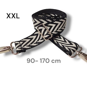 schwarz weißer Taschengurt Tragegurt Wechselgurt breiter Taschenriemen XXL Schultergurt Ersatz, Umhängetaschen länger als, Crossbody