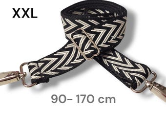 schwarz weißer Taschengurt Tragegurt Wechselgurt breiter Taschenriemen XXL Schultergurt Ersatz, Umhängetaschen länger als, Crossbody