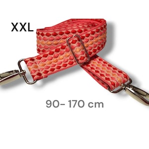 langer Taschengurt, rot orange breiter extra langer Taschenriemen XXL, Wechselgurt, Tragegurt, Trageriemen Umhängetaschen, länger