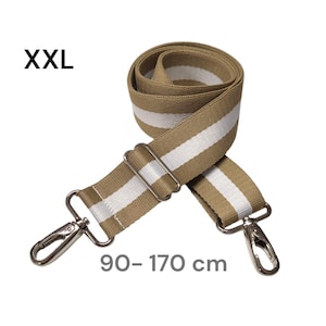 langer Taschengurt, beige weiß gestreift breiter extra langer Taschenriemen XXL, Wechselgurt, Tragegurt, Trageriemen Umhängetaschen, länger