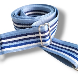 blauer Taschengurt gestreift , breiter Riemen, normal bis extra langer Taschenriemen 90-170cm blau