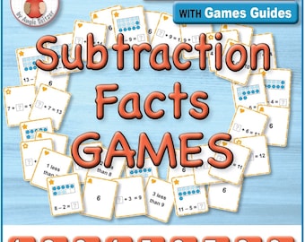 Subtraction Facts CARD GAMES 1s through 9s with 9 Sets of 40 Printable Cards