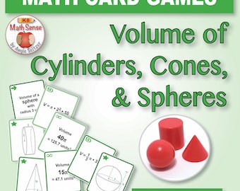 Middle School Geometry: Volume of Cylinders, Cones, & Spheres – 3 Card Sets for Games