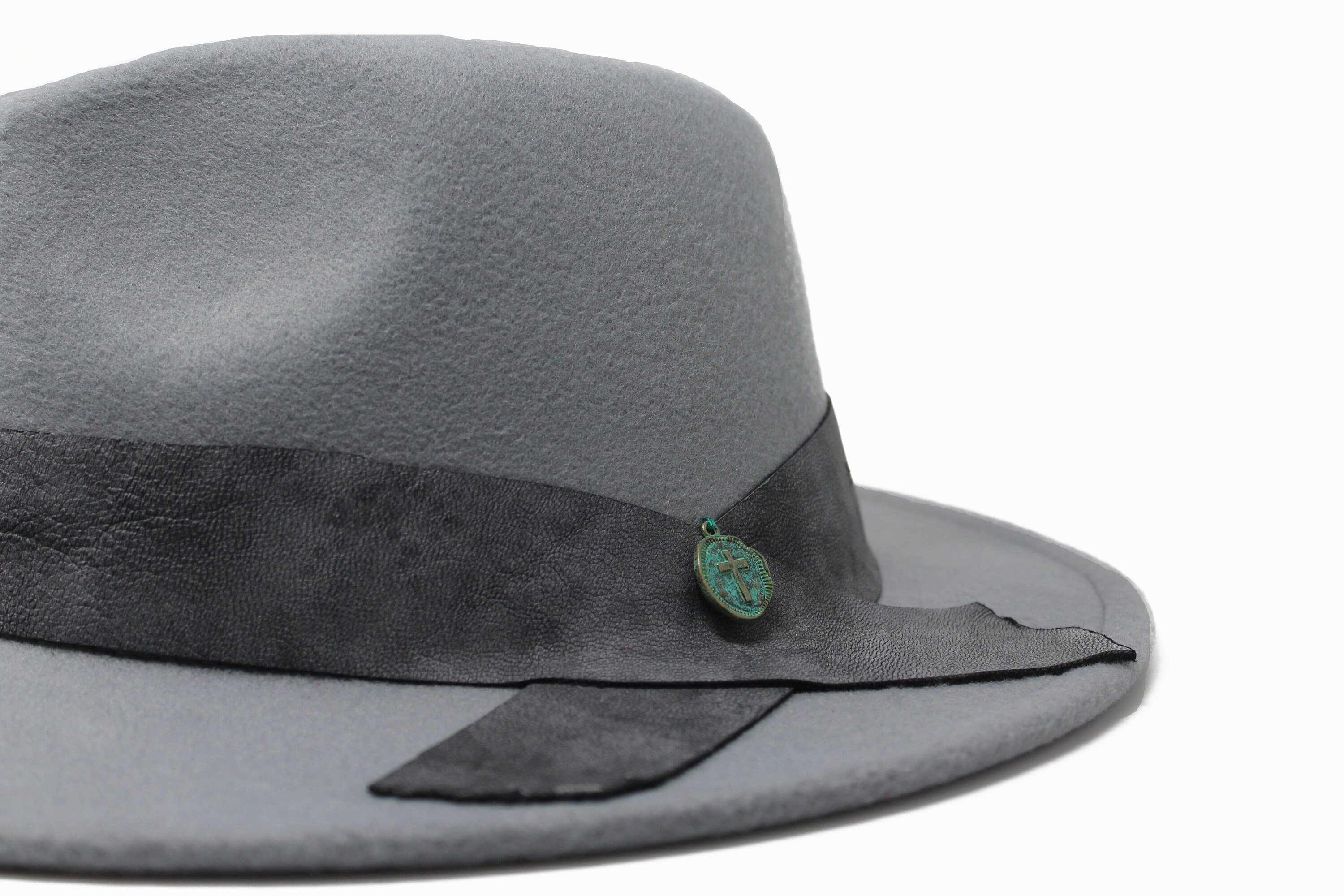 Gray Fedora Hat Wide Brim Fedora Hat Felt Hat Inner Etsy
