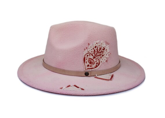 Blush Pink Fedora Hat Wide Brim Fedora 