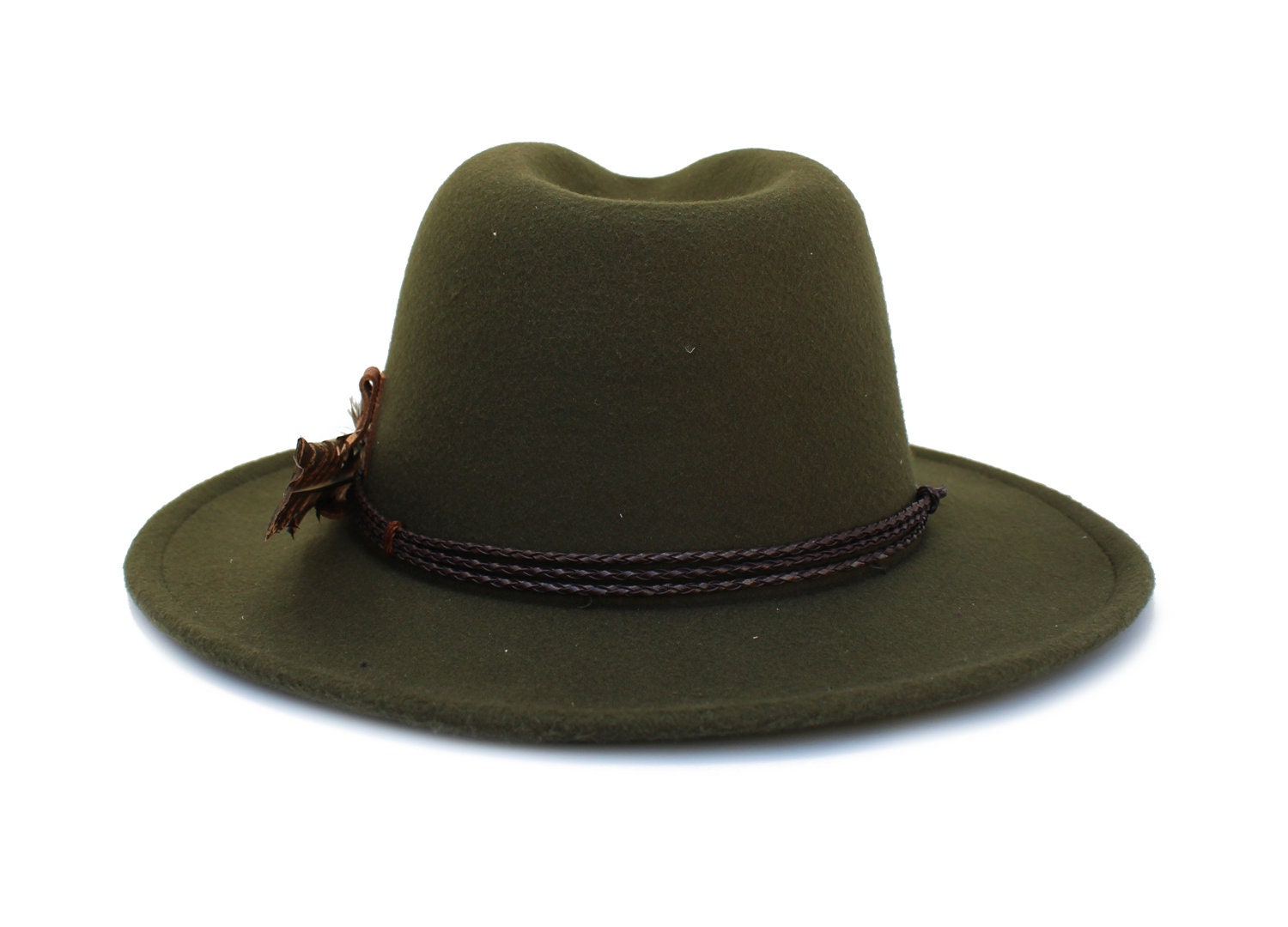 Olive Green Fedora Hat Wide Brim Fedora Hat Felt Hat Inner Etsy