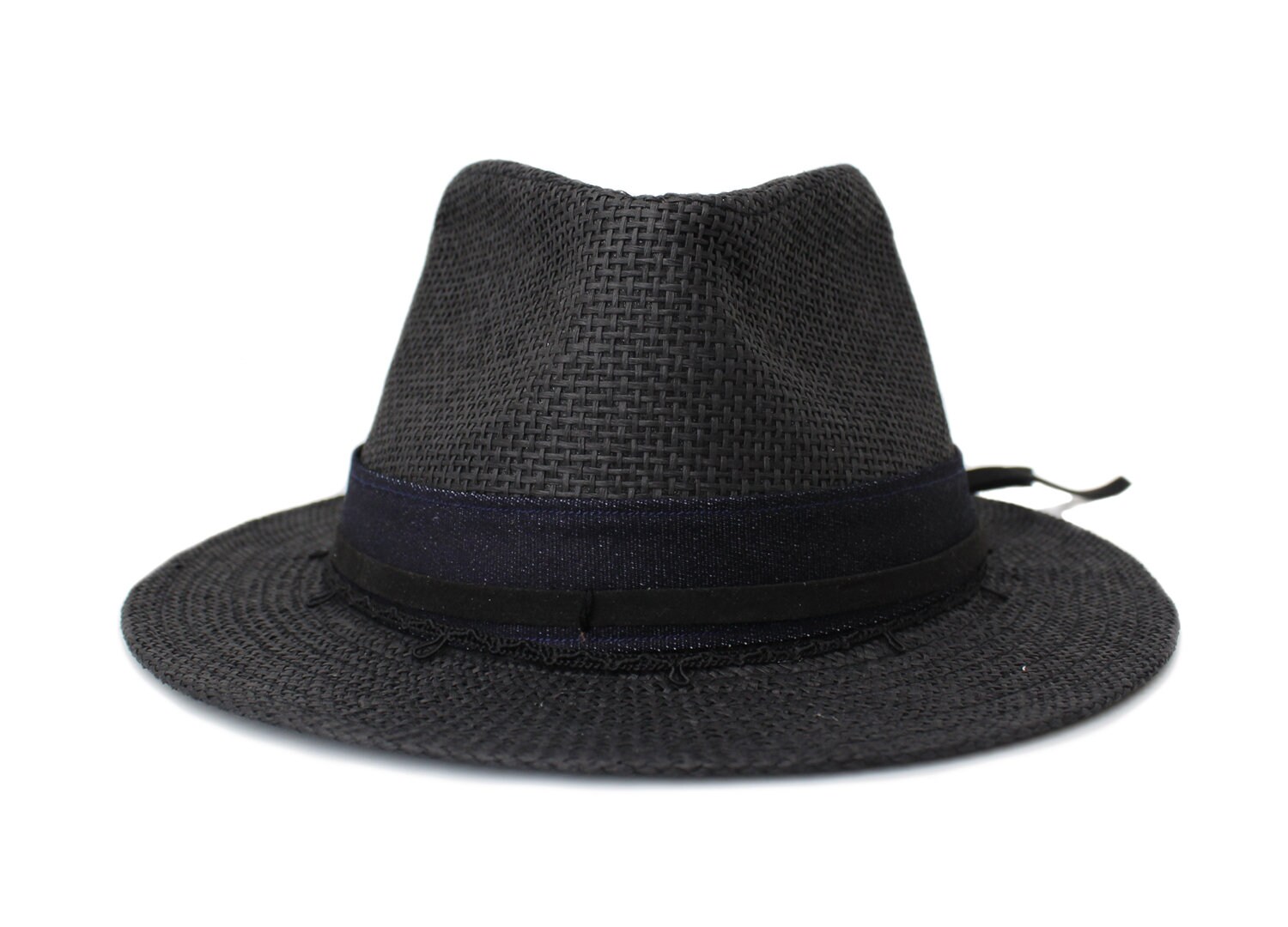 Black Straw Fedora Hat Large Men's and Women's Etsy