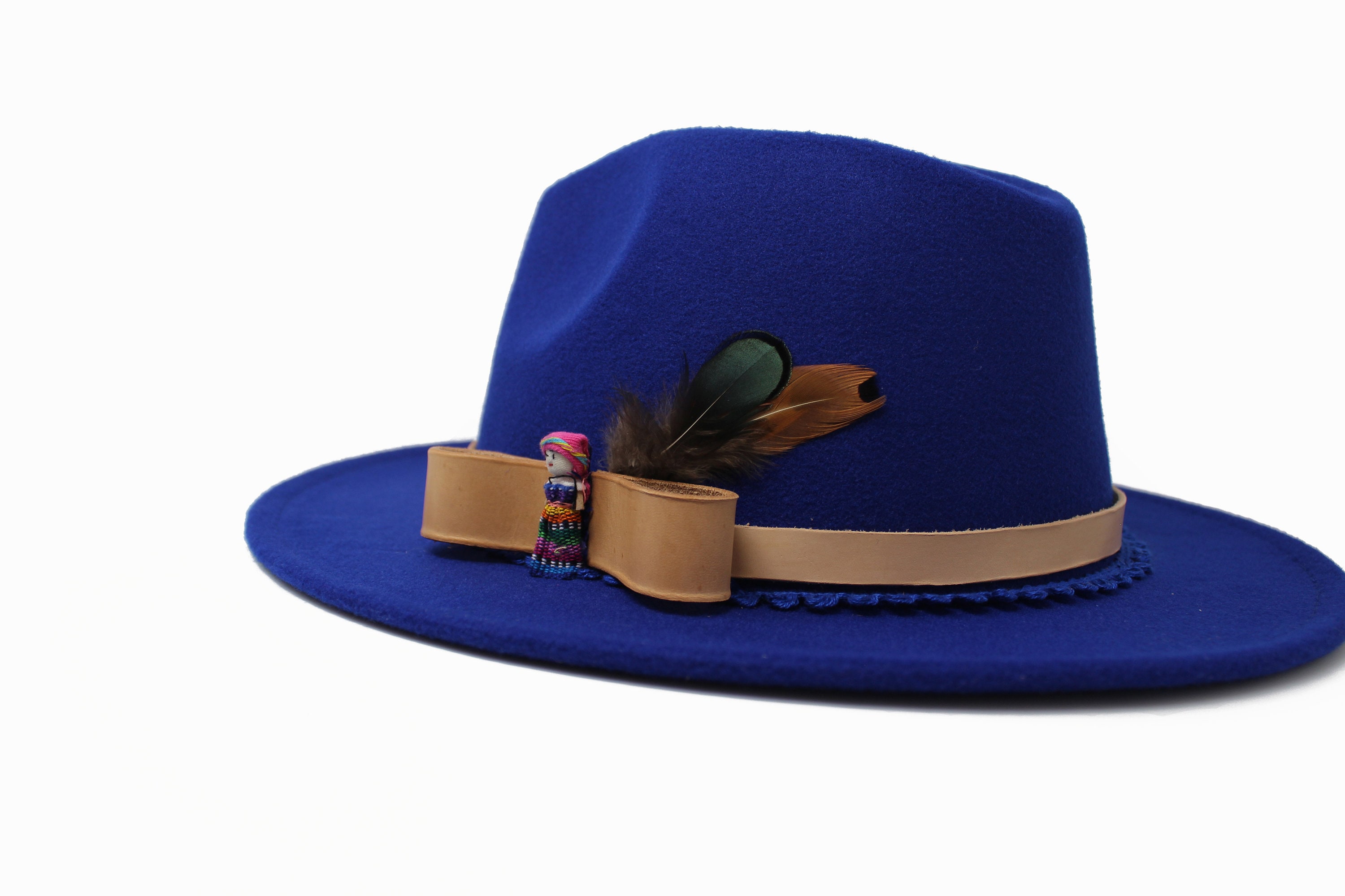 Royal Blue Fedora Hat Wide Brim Fedora Hat Felt Hat Inner Etsy
