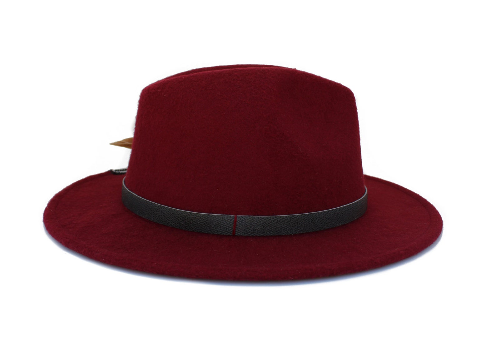 Burgundy Fedora Hat Wide Brim Fedora Hat Felt Hat Inner Etsy