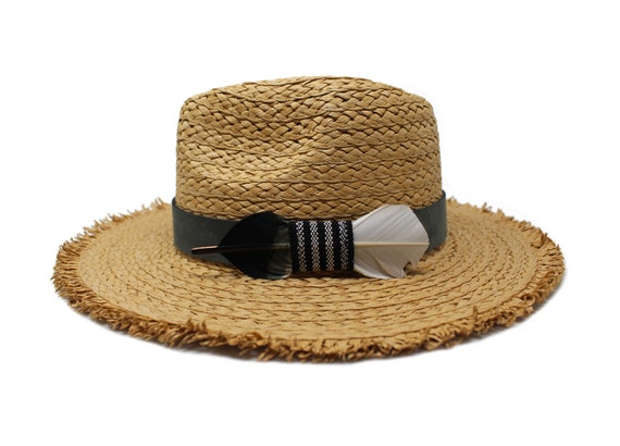 Natural Straw Hat, Wide Brim Fedora Hat, Sun Hat, Paper Hat, Pool