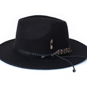 Black Fedora Hat, Wide Brim Fedora Hat, Felt Hat, One Size fits all, Mens and Womens Fedora