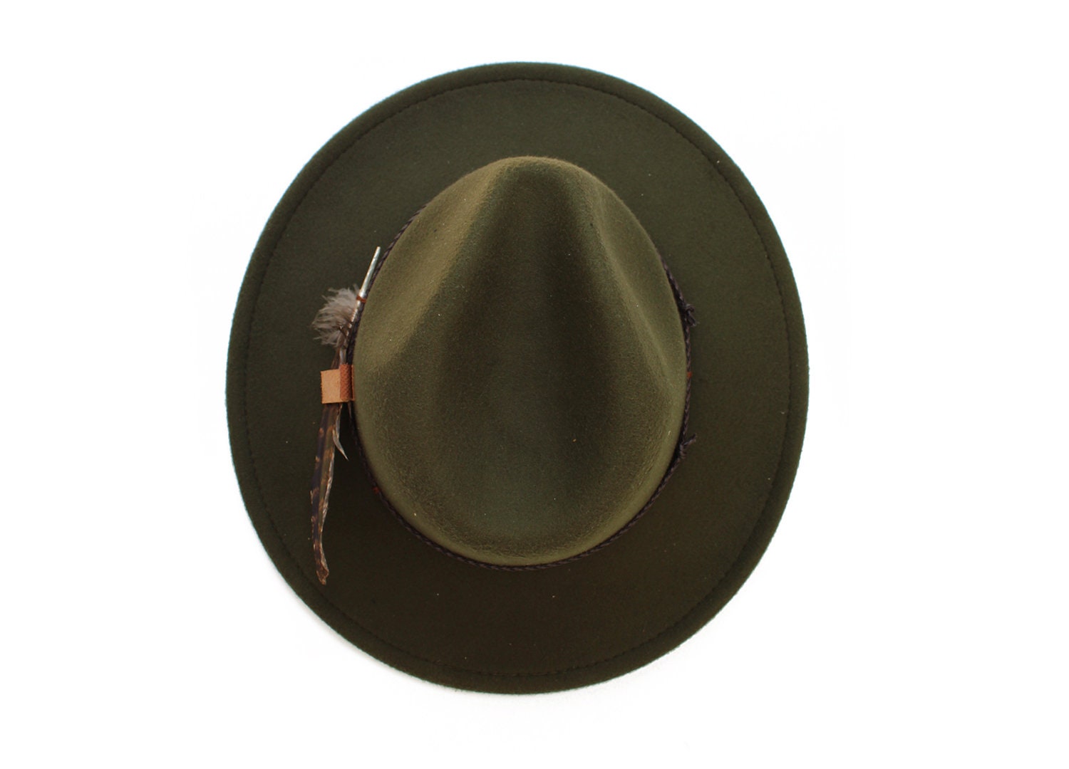 Olive Green Fedora Hat Wide Brim Fedora Hat Felt Hat Inner Etsy