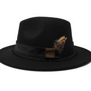 Black Fedora Hat, Wide Brim Fedora Hat, Felt Hat, One Size fits all, Mens and Womens Fedora