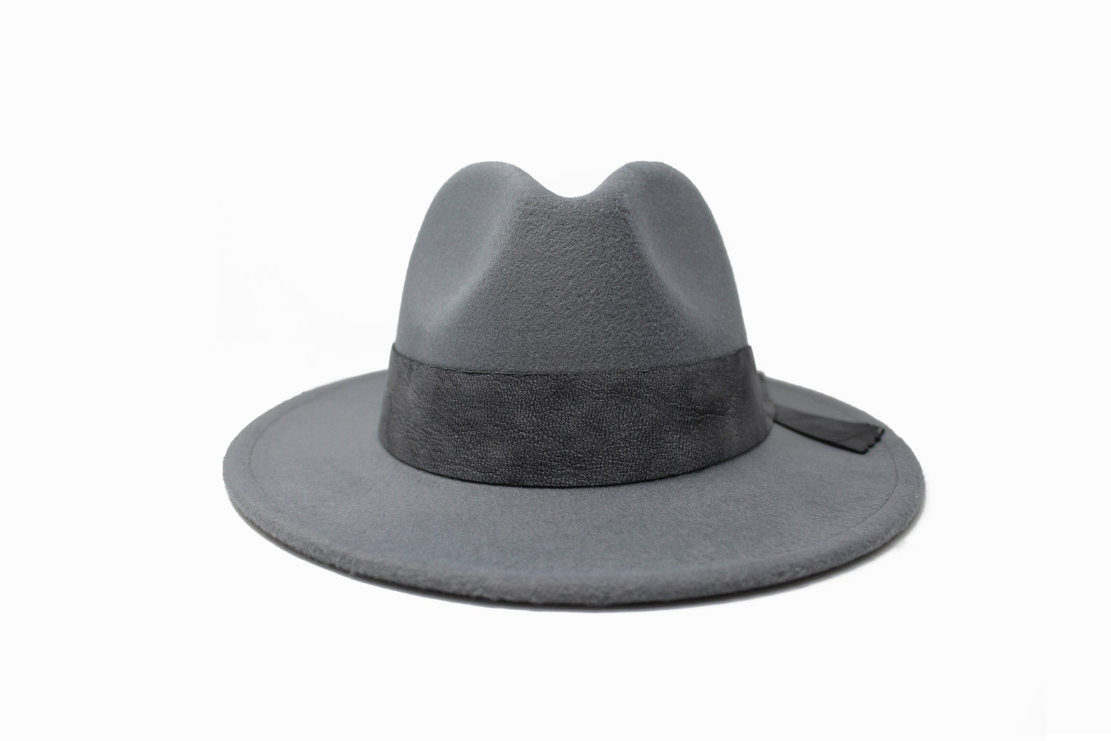 Gray Fedora Hat Wide Brim Fedora Hat Felt Hat Inner Etsy