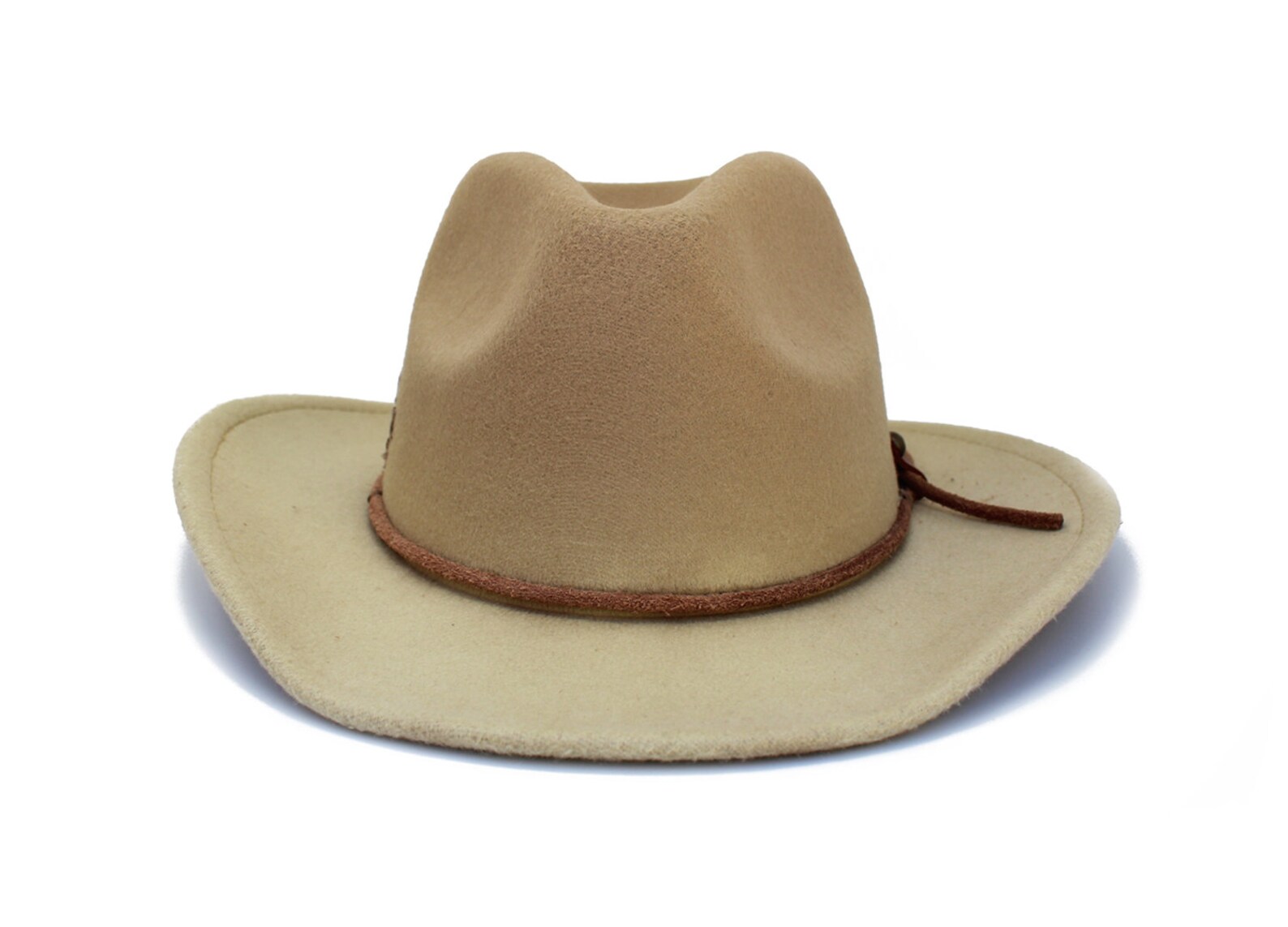 Tan Fedora Hat Leather Hatband Hand Stitched One Size Fits Etsy
