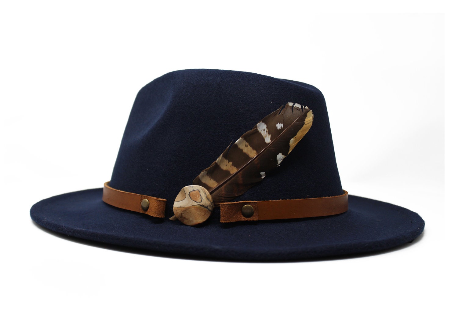 Navy Blue Fedora Hat Wide Brim Fedora Hat Felt Hat Jasper Etsy